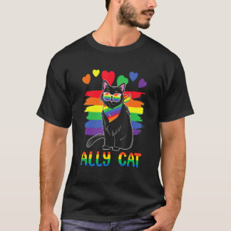 Ally Cat Regenboog Zonneschermen Lgbt Gay Pride Ma T-shirt
