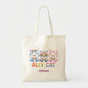 Ally Cat – Schattigee kleurrijke Cat LGBTQ Pride Tote Bag