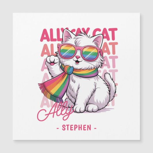 Ally Cat – Schattigee witte kat LGBTQ Pride (Voorkant)