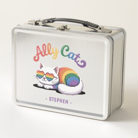 Ally Cat – Schattigee Witte Kat LGBTQ Pride (2) (Voorkant)