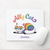 Ally Cat – Schattigee Witte Kat LGBTQ Pride (2) Muismat (Met muis)