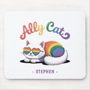 Ally Cat – Schattigee Witte Kat LGBTQ Pride (2) Muismat