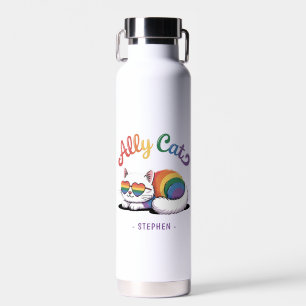 Ally Cat – Schattigee Witte Kat LGBTQ Pride (2) Waterfles