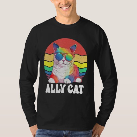 Ally Cat Straight LGBT Supporter Gay Pride Ally Ra T-shirt (Voorkant)