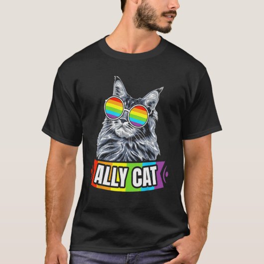 Ally Cat Straight LGBT Supporter Gay Pride Ally Ra T-shirt (Voorkant)