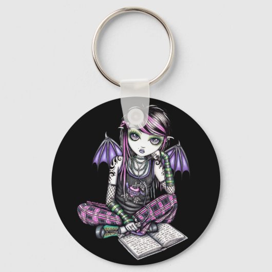 "Ally" Emo School Girl Fairy Art Sleutelhanger (Voorkant)