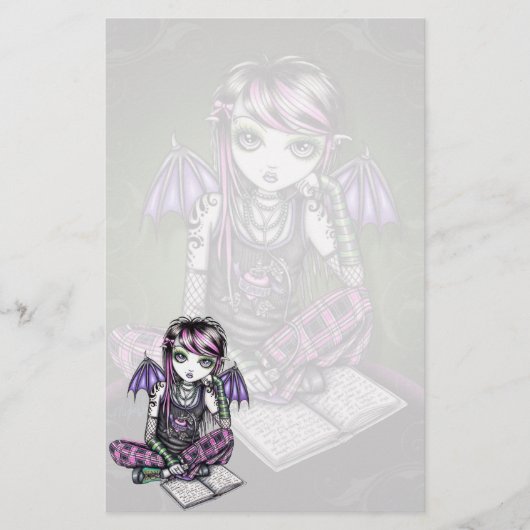 "Ally" Emo School Girl Fairy Art Stationery Briefpapier (Voorkant)