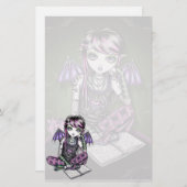 "Ally" Emo School Girl Fairy Art Stationery Briefpapier (Voorkant / Achterkant)
