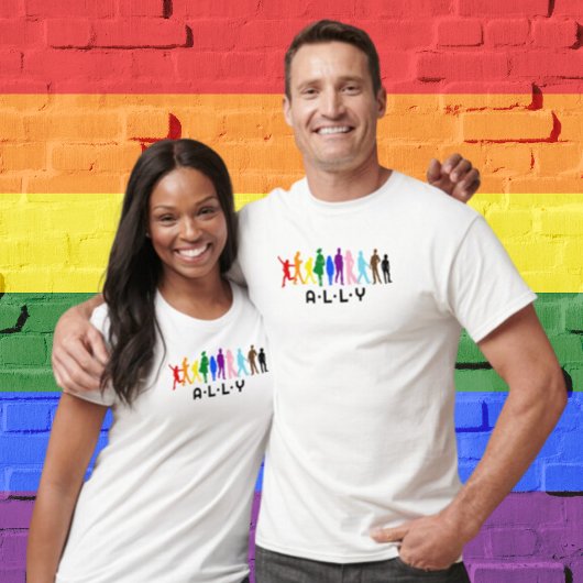 ALLY Gemengde Gender Pride LGBTQIA+BIPOC T-shirt