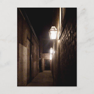 Ally in Natchitoches, Louisiana met gaslampen Pos Briefkaart