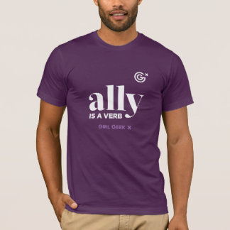 Ally is een Wit-Witte Logo op het Paarse T-shirt v