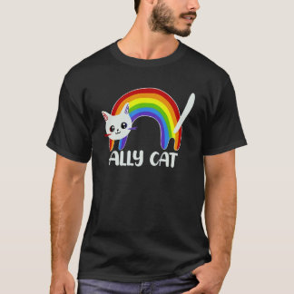 Ally Kat Lgbt Gay Regenboog Pride Vlag Jongens Man T-shirt