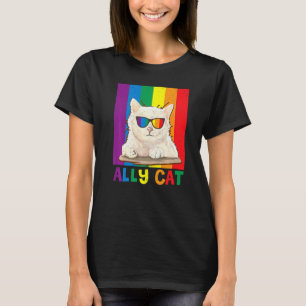 Ally Kat Lgbt Gay Regenboog Pride Vlag Jongens Man T-shirt