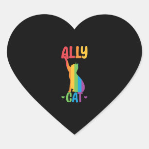 Ally kat LGBT Kat In Rainbow Ally Pride Vlag Hart Sticker
