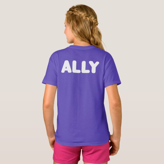 Ally LGBT Straight Allies Spirit Day White Paars T-shirt (Achterkant volledig)