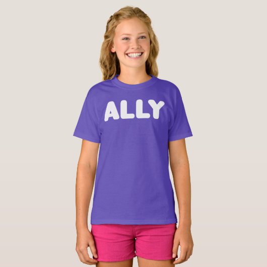 Ally LGBT Straight Allies Spirit Day White Paars T-shirt (Voorkant volledig)