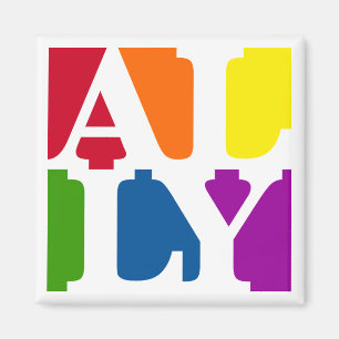 Ally Pop Square White Magnet