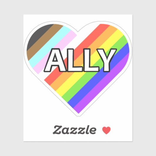Ally Pride Heart Custom-Cut Vinyl Sticker (Vel)