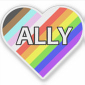 Ally Pride Heart Custom-Cut Vinyl Sticker (Voorkant)