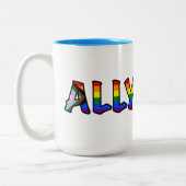 Ally Pride Mok: Levendige kleuren & Koffiegekken Tweekleurige Koffiemok (Links)