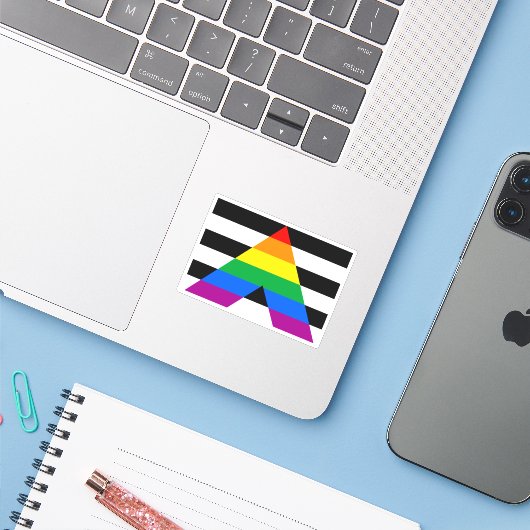Ally Pride-vlag Sticker (Laptop met iPhone)