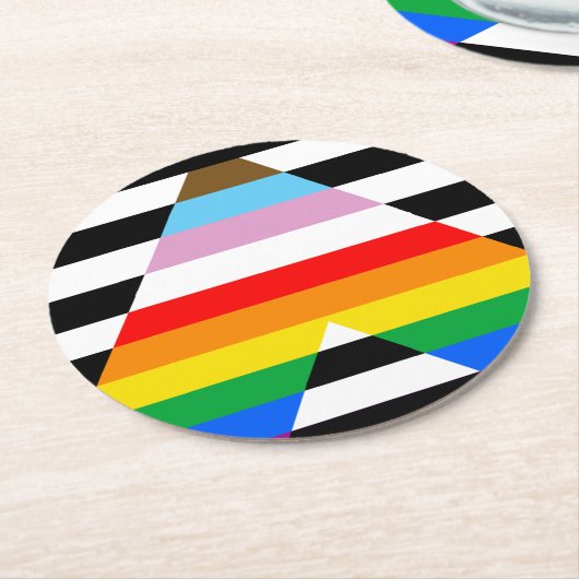 Ally Progress Pride Vlag Ronde Kartonnen Onderzetter (Gebogen)
