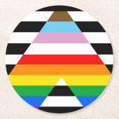 Ally Progress Pride Vlag Ronde Kartonnen Onderzetter (Voorkant)