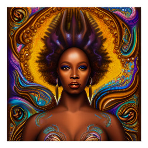 Ally Queen Auburn Bruin Haar Zwart Melanine Afro Perfect Poster