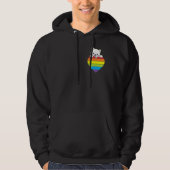 Ally Rainbow Heart Cat LGBTQ Community Pride Gende Hoodie (Voorkant)