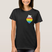 Ally Rainbow Heart Cat LGBTQ Community Pride Gende T-shirt (Voorkant)