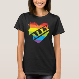 Ally Rainbow Heart Love LGBTQ Community Pride Gend T-shirt