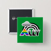 ALLY RAINBOW -.png Vierkante Button 5,1 Cm (Voorkant /achterkant)