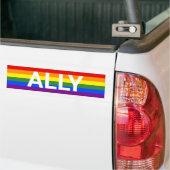 Ally Rainbow Striped Pride Flag Bumpersticker (Op Truck)