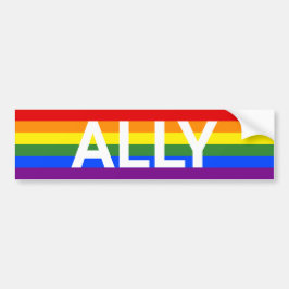 Ally Rainbow Striped Pride Flag Bumpersticker