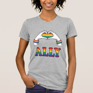 Ally Regenboog Handen Hart Vintage Pride T-shirt O