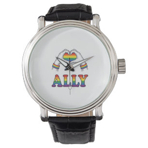 Ally Regenboog Handen Hart Vintage Pride T-shirt O Horloge