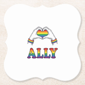 Ally Regenboog Handen Hart Vintage Pride T-shirt O Kartonnen Onderzetters