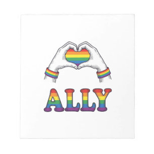 Ally Regenboog Handen Hart Vintage Pride T-shirt O Notitieblok
