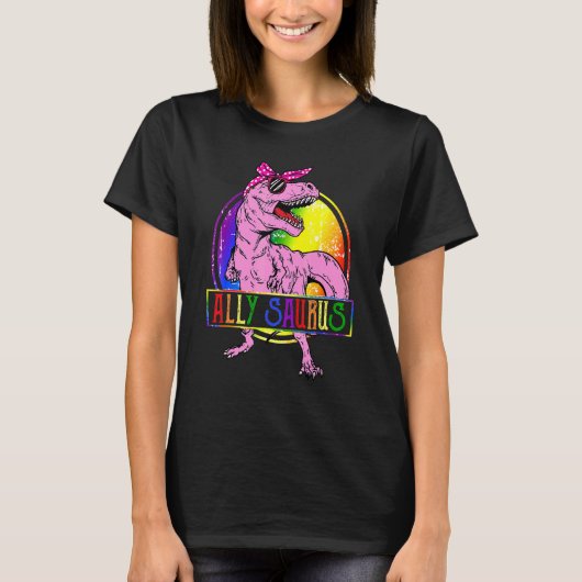 Ally Saurus T Rex Dinosaur Proud Ally Lgbt Pride T-shirt (Voorkant)
