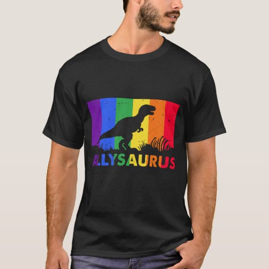 Ally Saurus T-Shirt, Rainbow Pride Shirt, Pride T-shirt (Voorkant)