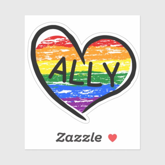 Ally voor LGBTQ+ Hand Getekend Hart Sticker (Vel)