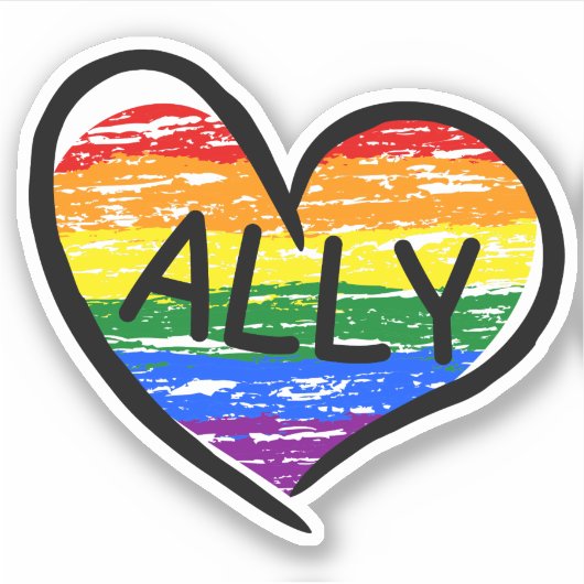 Ally voor LGBTQ+ Hand Getekend Hart Sticker (Voorkant)