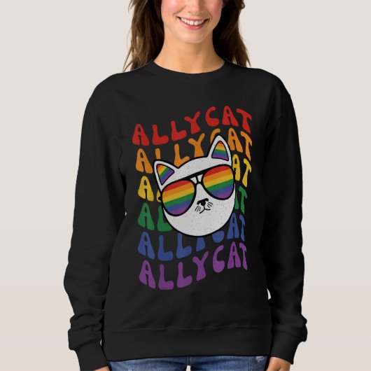 AllyCat  Ally Cat Gay Pride Rainbow Sunglasses LGB Trui (Voorkant)
