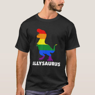 Allysaurus dinosaur in regenboogvlag voor alleen L T-shirt
