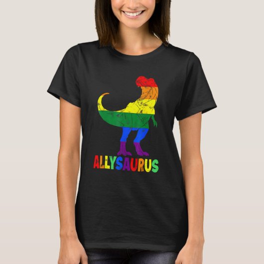 Allysaurus LGB Dinosaur Rainbow Flag Ally LGBT Pr T-shirt (Voorkant)