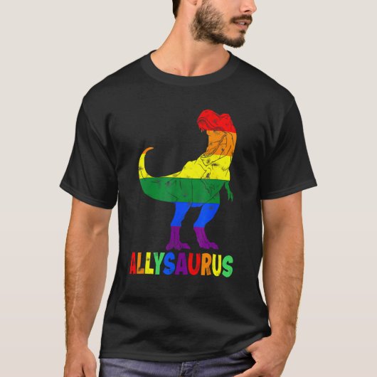 Allysaurus LGB Dinosaur Rainbow Flag Ally LGBT Pr T-shirt (Voorkant)