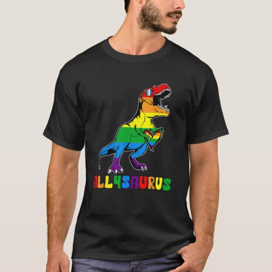 Allysaurus LGBT  Dinosaur Rainbow Flag Ally LGBT P T-shirt (Voorkant)