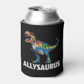 Allysaurus LGBT Dinosaurus Regenboog Vlag Ally LGB Blikjeskoeler (Blikje Voorkant)
