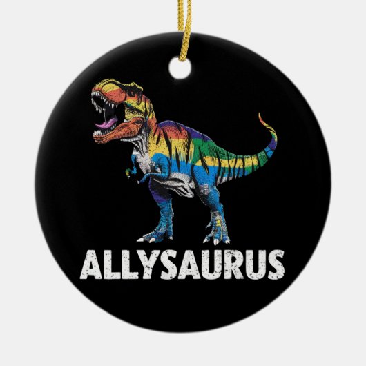 Allysaurus LGBT Dinosaurus Regenboog Vlag Ally LGB Keramisch Ornament (Voorkant)
