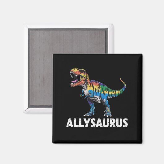 Allysaurus LGBT Dinosaurus Regenboog Vlag Ally LGB Magneet (Voorkant / Achterkant)